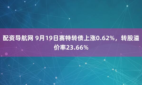 配资导航网 9月19日赛特转债上涨0.62%，转股溢价率23.66%